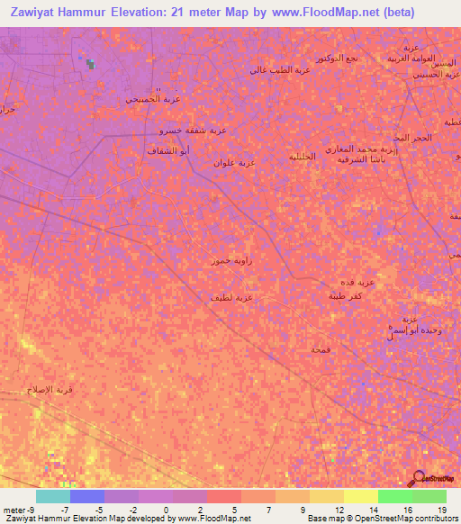 Zawiyat Hammur,Egypt Elevation Map