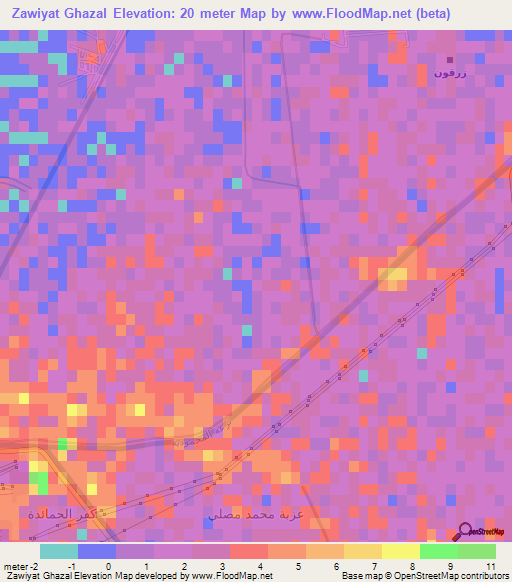 Zawiyat Ghazal,Egypt Elevation Map