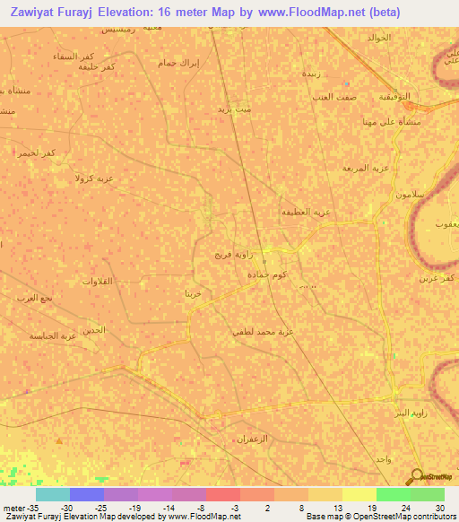 Zawiyat Furayj,Egypt Elevation Map