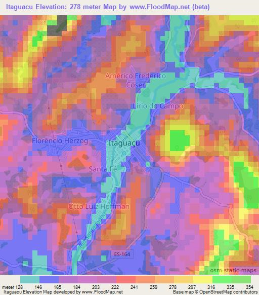 Itaguacu,Brazil Elevation Map