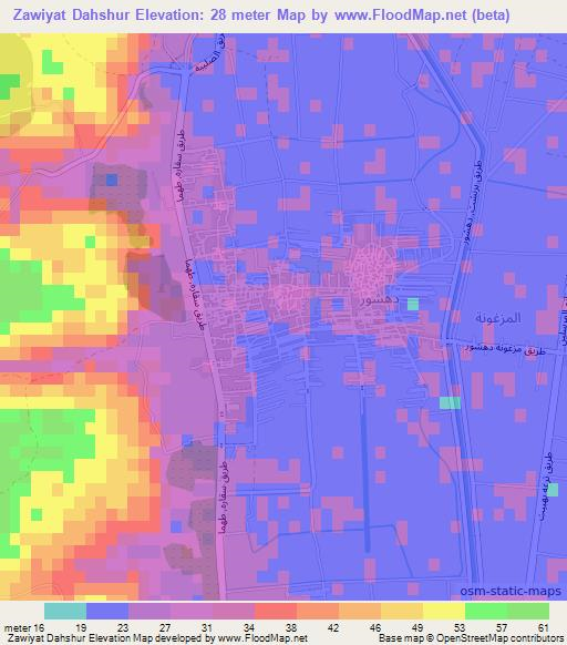 Zawiyat Dahshur,Egypt Elevation Map