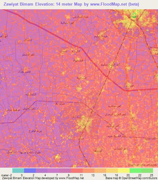 Zawiyat Bimam,Egypt Elevation Map