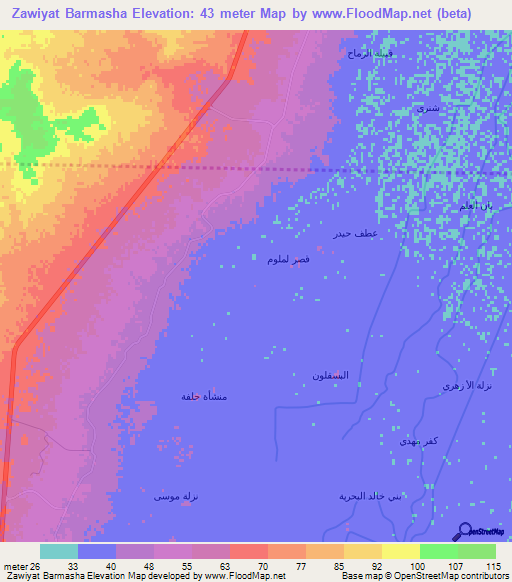 Zawiyat Barmasha,Egypt Elevation Map