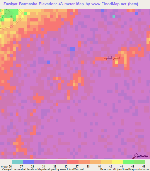 Zawiyat Barmasha,Egypt Elevation Map