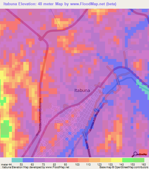 Itabuna,Brazil Elevation Map