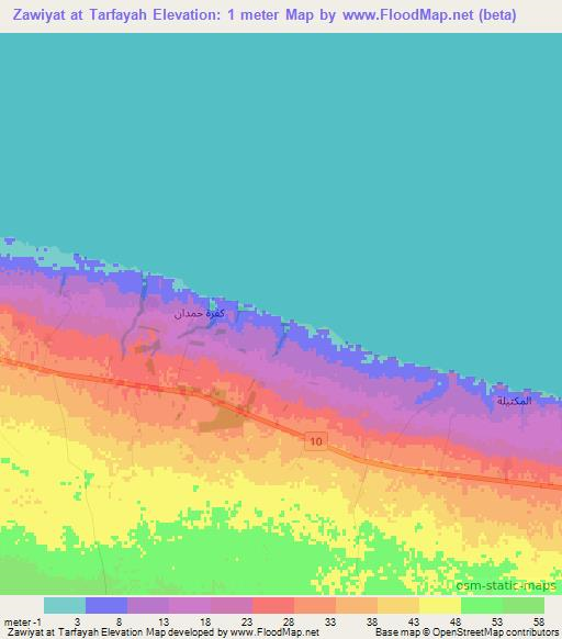 Zawiyat at Tarfayah,Egypt Elevation Map