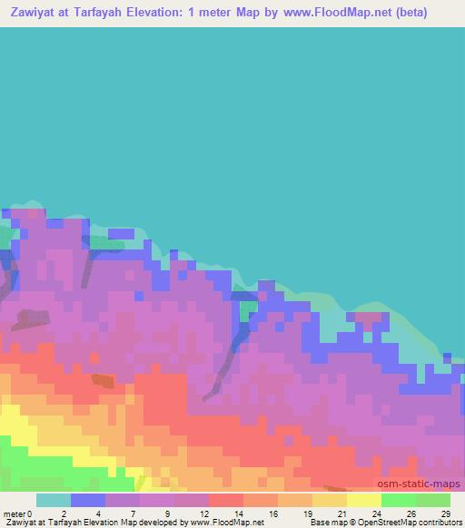 Zawiyat at Tarfayah,Egypt Elevation Map