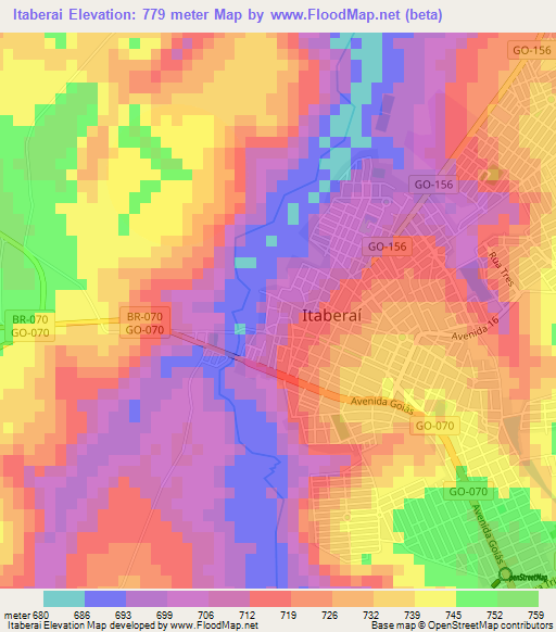 Itaberai,Brazil Elevation Map