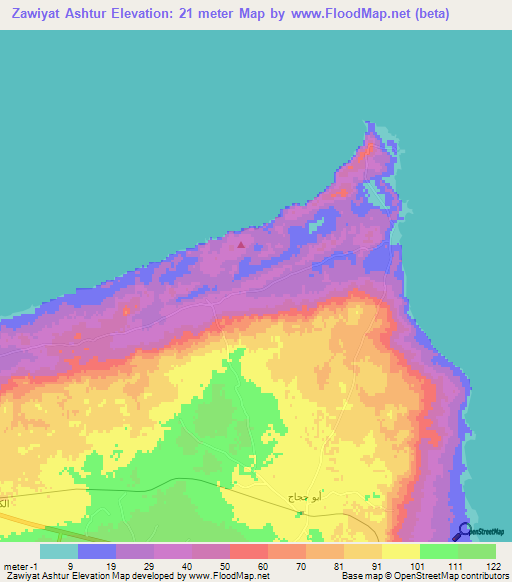 Zawiyat Ashtur,Egypt Elevation Map