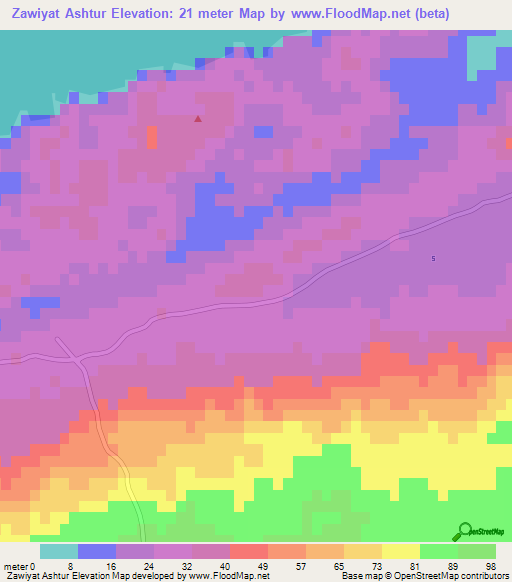 Zawiyat Ashtur,Egypt Elevation Map