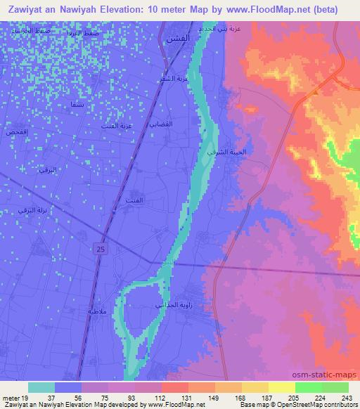 Zawiyat an Nawiyah,Egypt Elevation Map