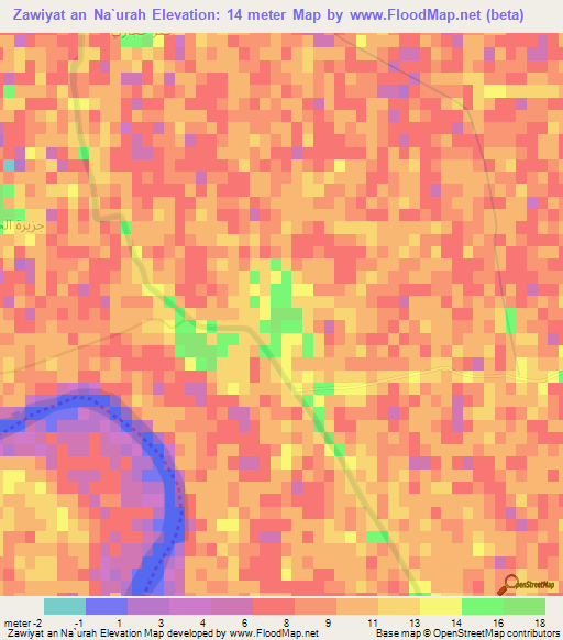 Zawiyat an Na`urah,Egypt Elevation Map