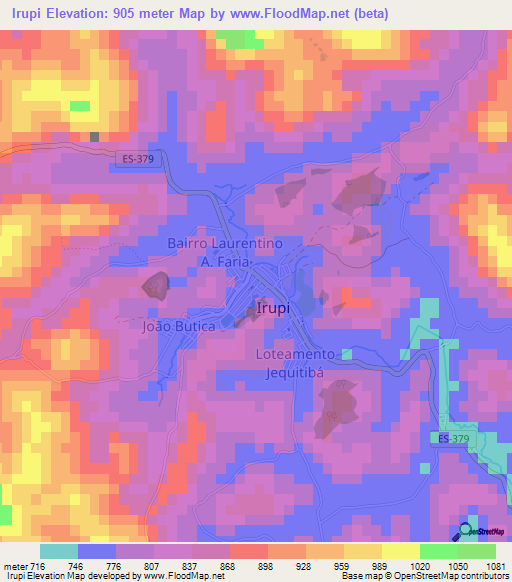 Irupi,Brazil Elevation Map