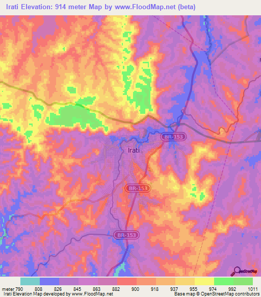 Irati,Brazil Elevation Map