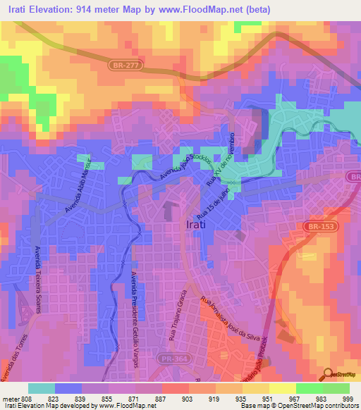 Irati,Brazil Elevation Map