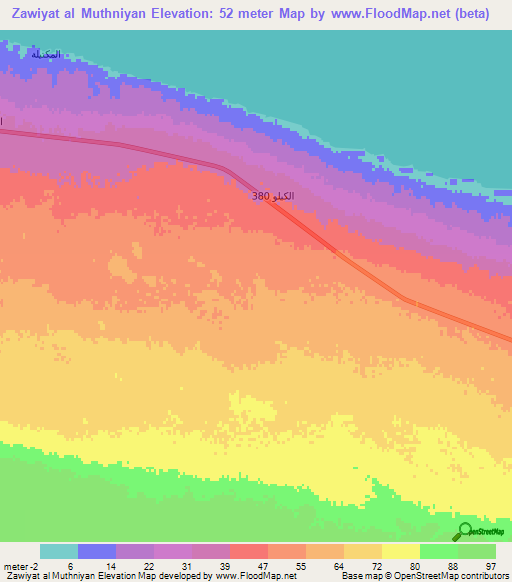 Zawiyat al Muthniyan,Egypt Elevation Map