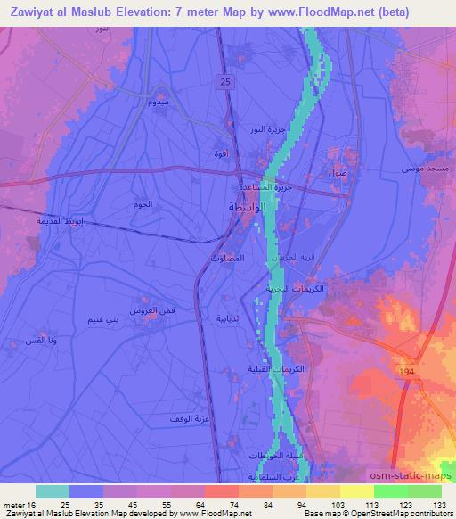 Zawiyat al Maslub,Egypt Elevation Map