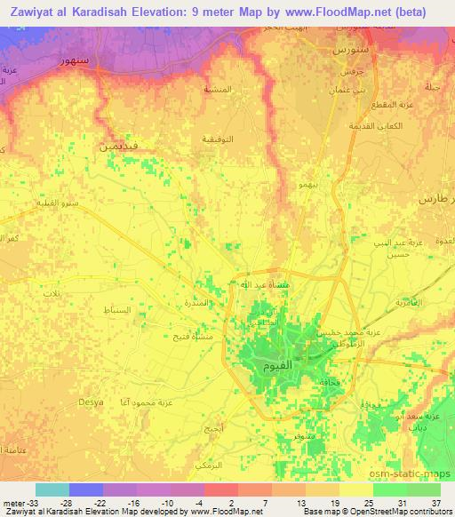 Zawiyat al Karadisah,Egypt Elevation Map