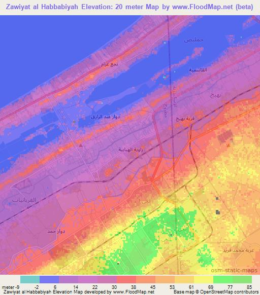 Zawiyat al Habbabiyah,Egypt Elevation Map