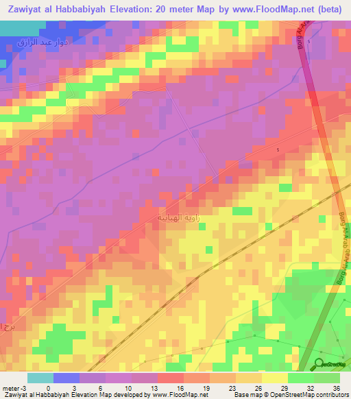 Zawiyat al Habbabiyah,Egypt Elevation Map