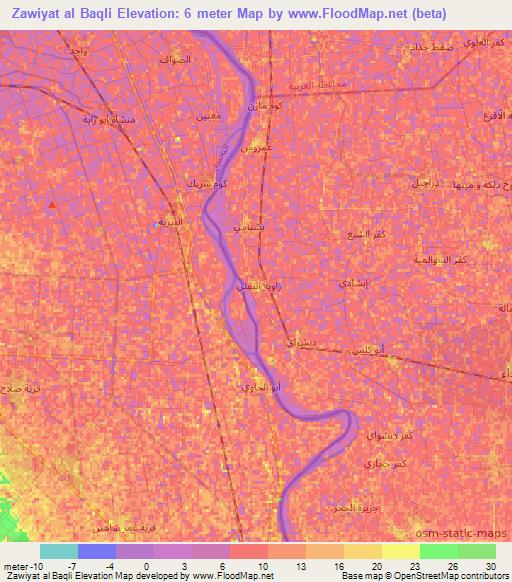 Zawiyat al Baqli,Egypt Elevation Map