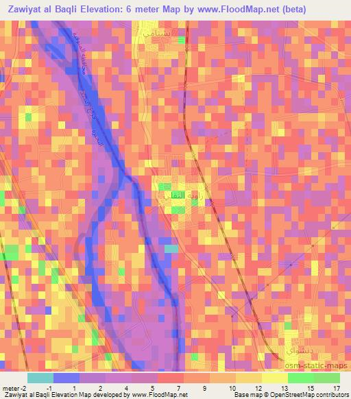 Zawiyat al Baqli,Egypt Elevation Map