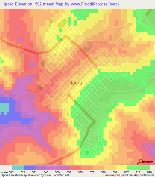 Ipora,Brazil Elevation Map