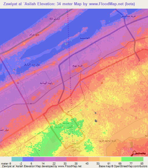 Zawiyat al `Asilah,Egypt Elevation Map