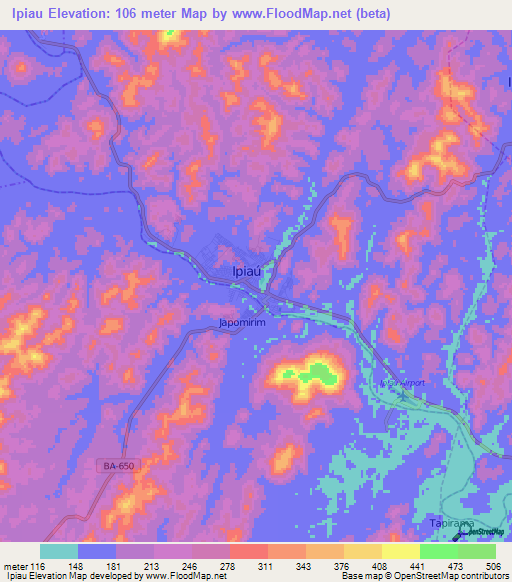 Ipiau,Brazil Elevation Map