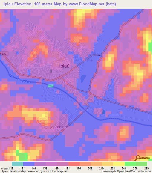 Ipiau,Brazil Elevation Map