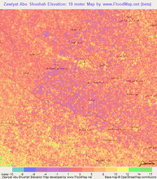Zawiyat Abu Shushah,Egypt Elevation Map