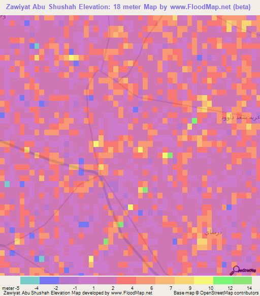 Zawiyat Abu Shushah,Egypt Elevation Map