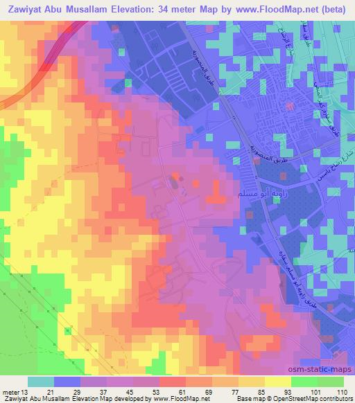 Zawiyat Abu Musallam,Egypt Elevation Map