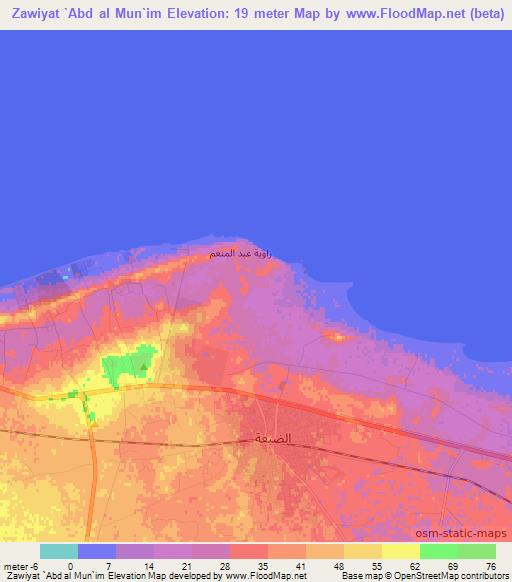 Zawiyat `Abd al Mun`im,Egypt Elevation Map