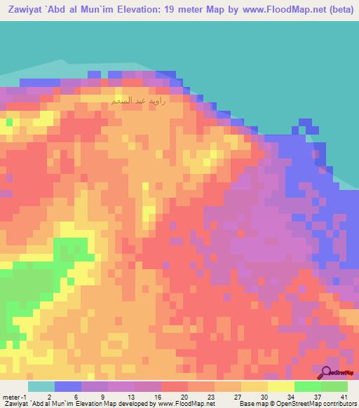 Zawiyat `Abd al Mun`im,Egypt Elevation Map