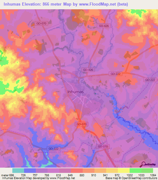 Inhumas,Brazil Elevation Map