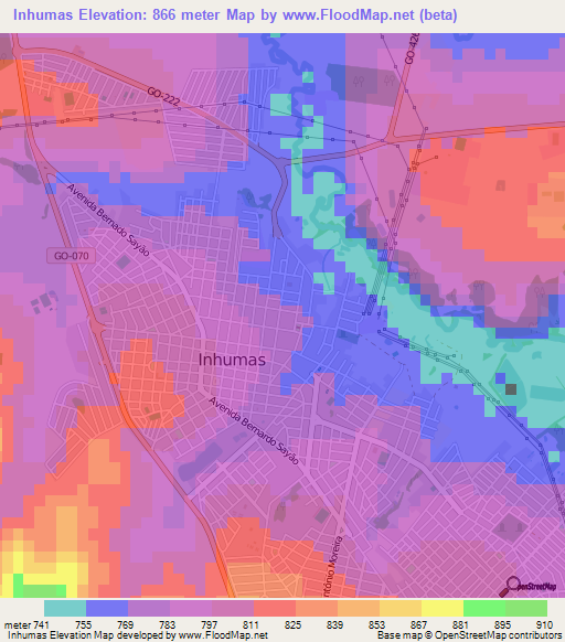 Inhumas,Brazil Elevation Map