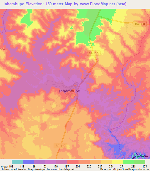 Inhambupe,Brazil Elevation Map