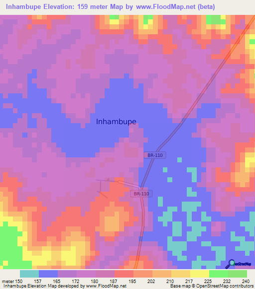 Inhambupe,Brazil Elevation Map