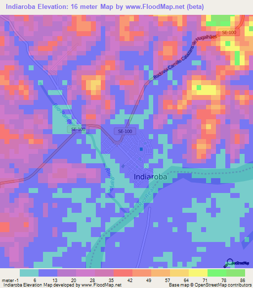 Indiaroba,Brazil Elevation Map