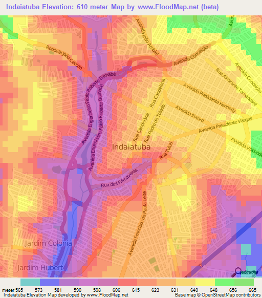 Indaiatuba,Brazil Elevation Map