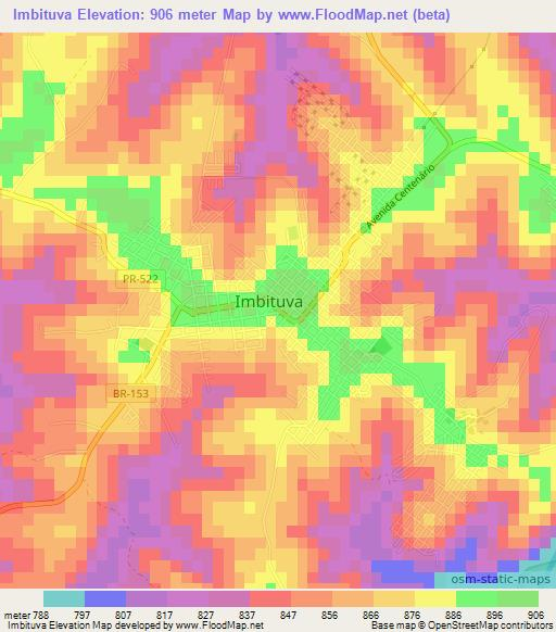 Imbituva,Brazil Elevation Map