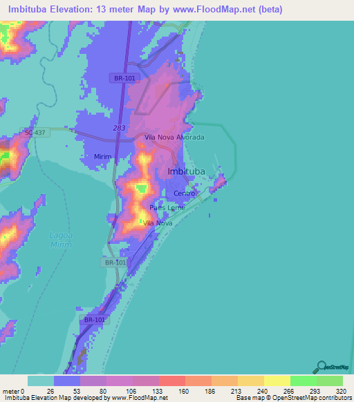 Imbituba,Brazil Elevation Map