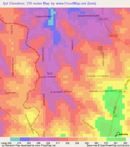 Ijui,Brazil Elevation Map