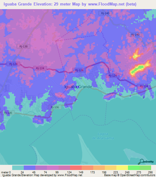 Iguaba Grande,Brazil Elevation Map