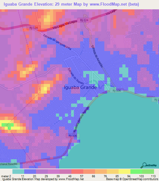 Iguaba Grande,Brazil Elevation Map