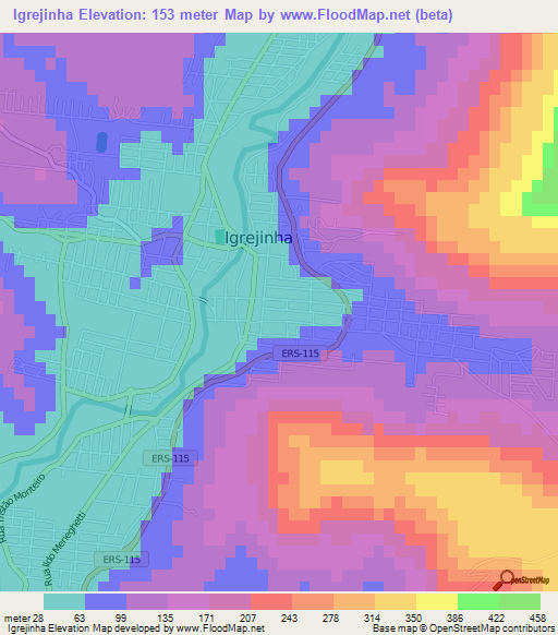 Igrejinha,Brazil Elevation Map