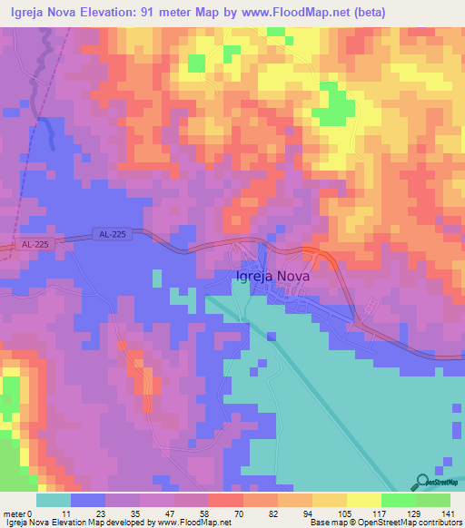 Igreja Nova,Brazil Elevation Map