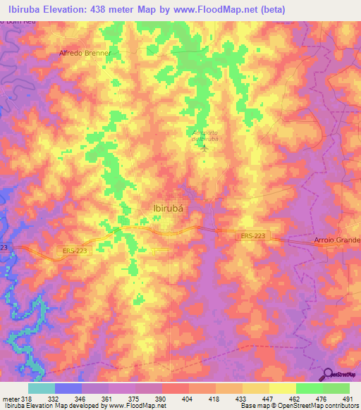 Ibiruba,Brazil Elevation Map