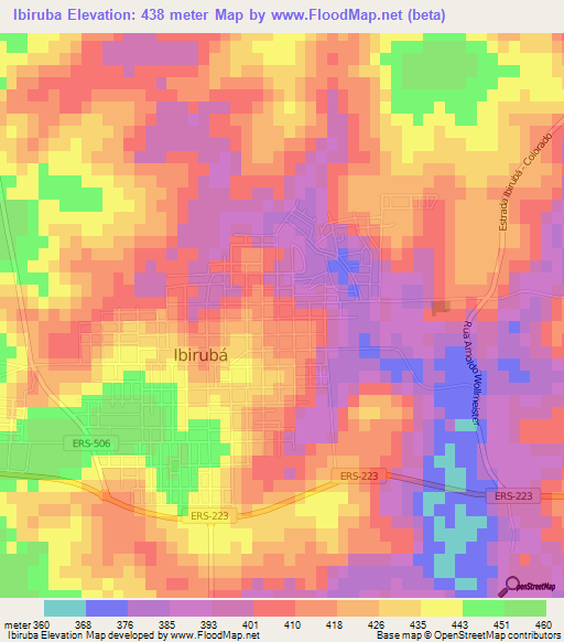 Ibiruba,Brazil Elevation Map